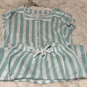 Born Mint and White Striped Loungewear